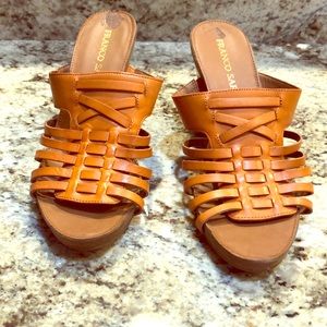 Franco Sarto sz 8.5 tan-orange wedges